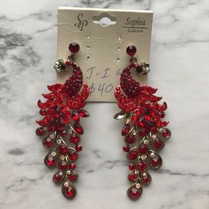 Indian Red Peacock Earring